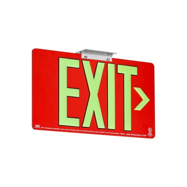 Hubbell Lighting Dual-Lite DPLPM75SR Exit Sign, Red Aluminum Face & Back w/ Photoluminescent Letters, Single Face DPLPM75SR - main